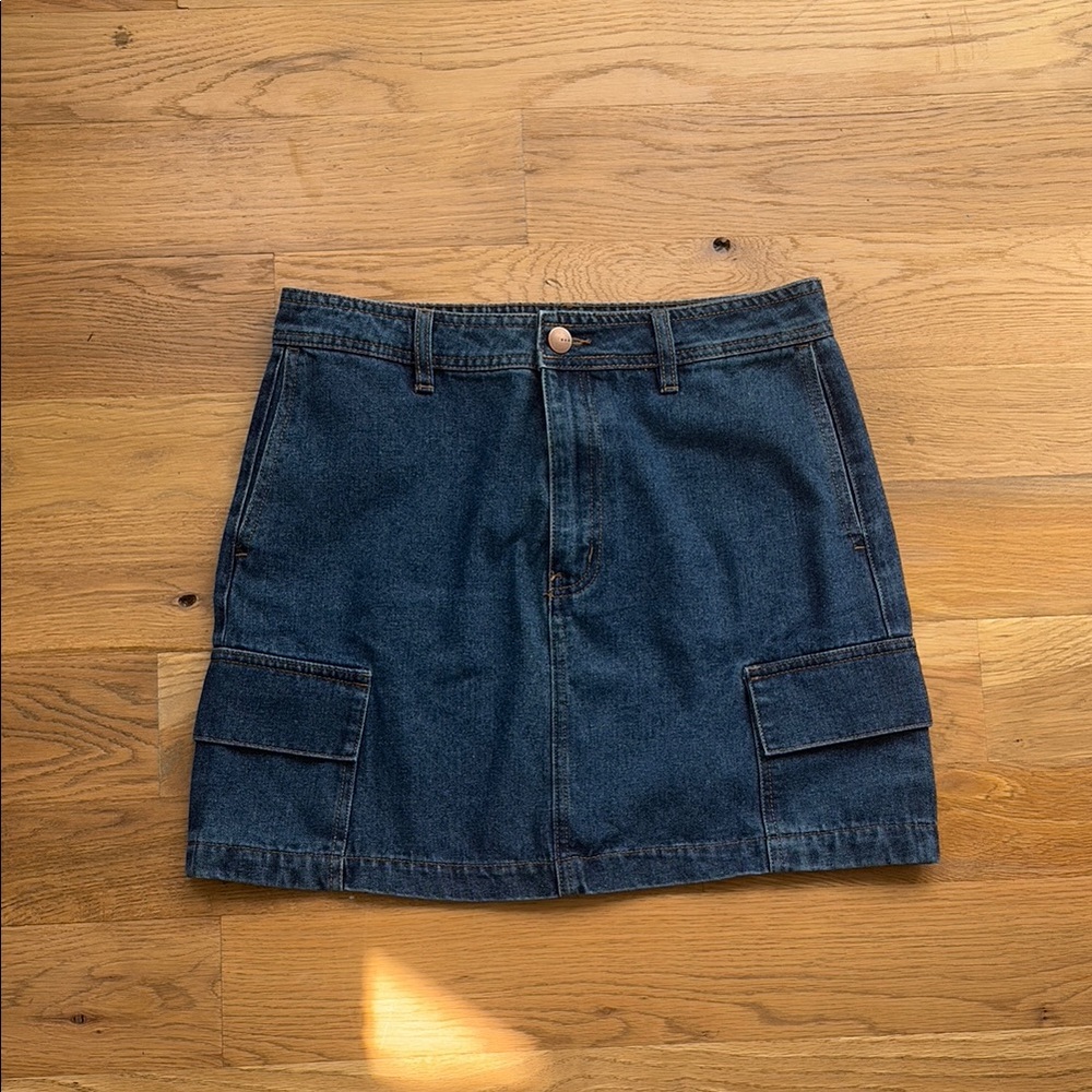Denim Mini Skirt with Pockets
